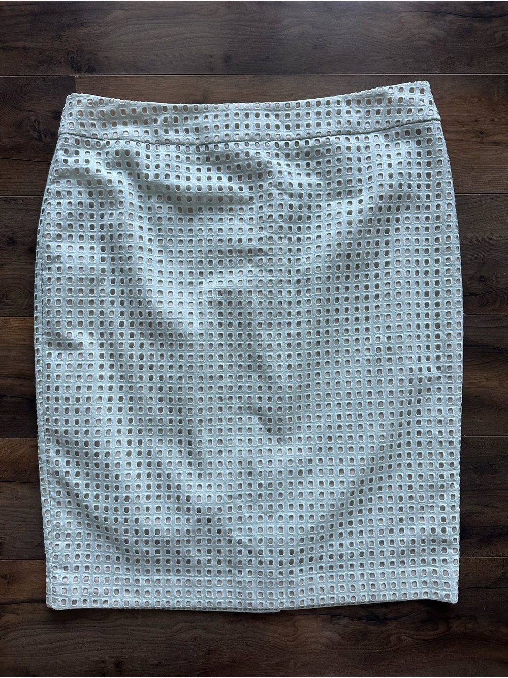 Ann Taylor Mint Green Blue Eyelet Pencil Skirt Size 14 Spring Career Chic